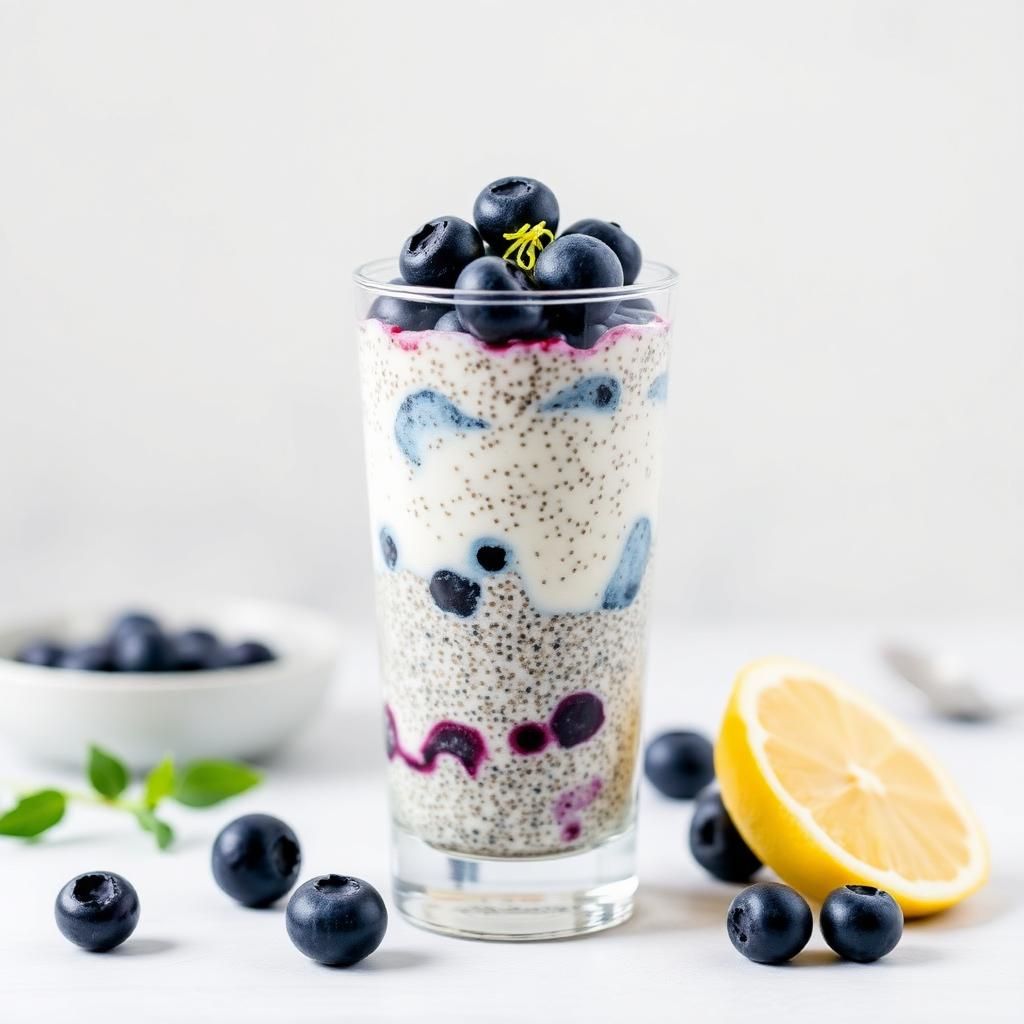 Halal Low Calorie Lemon Blueberry Chia Pudding Recipe