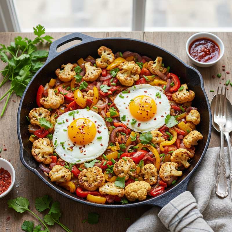 Halal Low Calorie Roasted Cauliflower Breakfast Hash Recipe