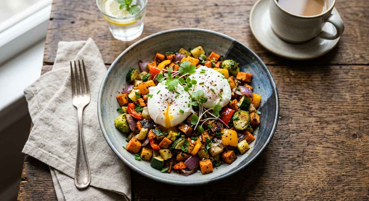 Halal Low Calorie Roasted Veggie Breakfast Hash Recipe