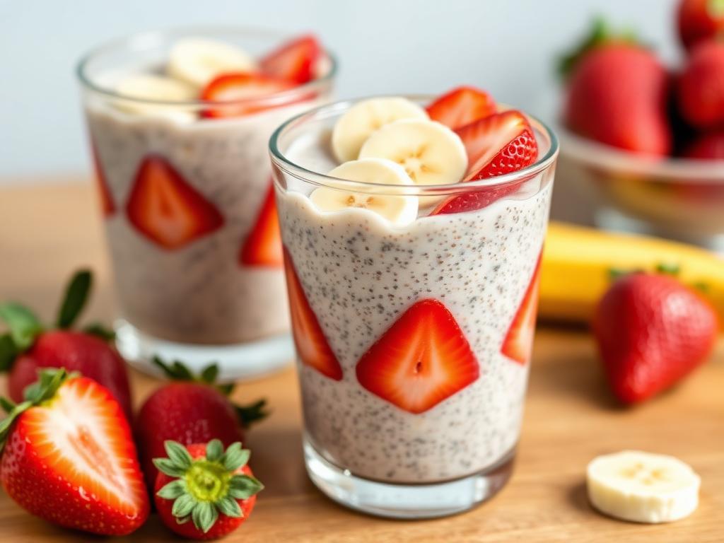 Halal Low Calorie Strawberry Banana Chia Pudding Recipe