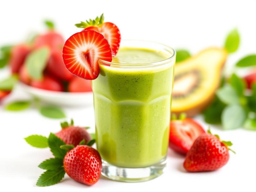 Halal Low Calorie Strawberry Kiwi Green Smoothie Recipe
