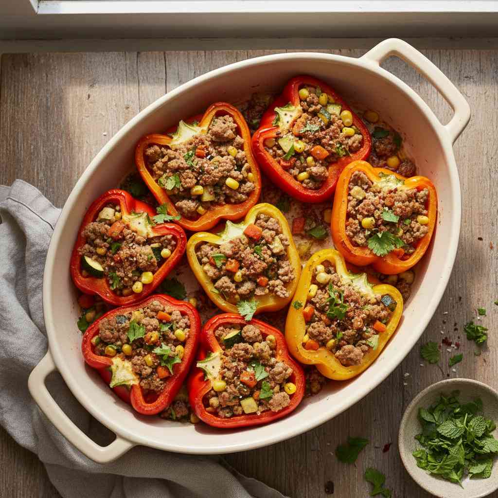 Halal Low Calorie Stuffed Bell Pepper Turkey