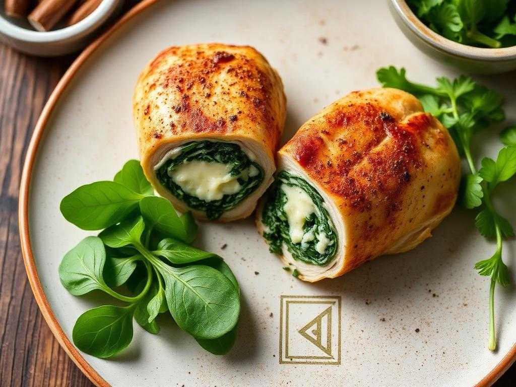Halal Low Calorie Stuffed Chicken Breast with Spinach Recipe