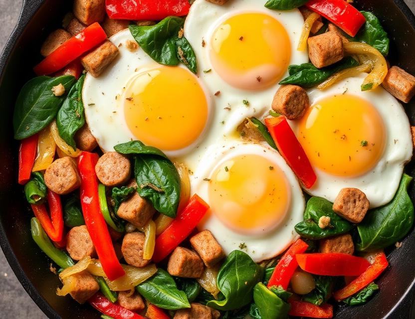 Halal Low Calorie Turkey Sausage Veggie Scramble Recipe