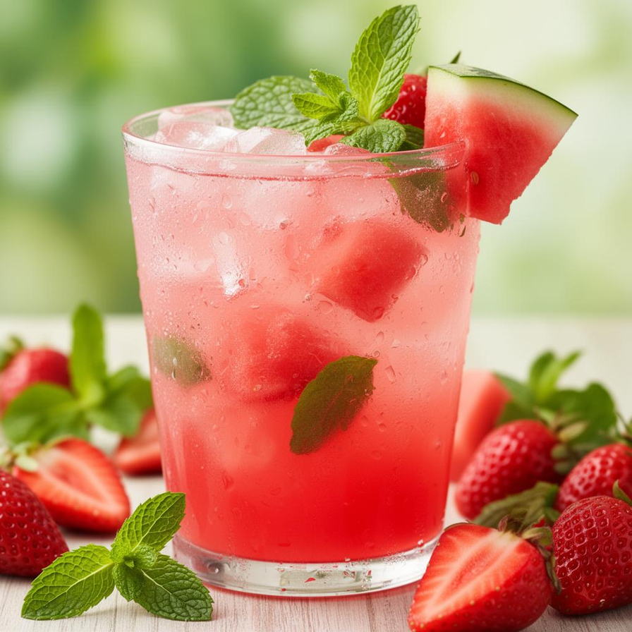 Halal Low Calorie Watermelon Strawberry Mint Drink