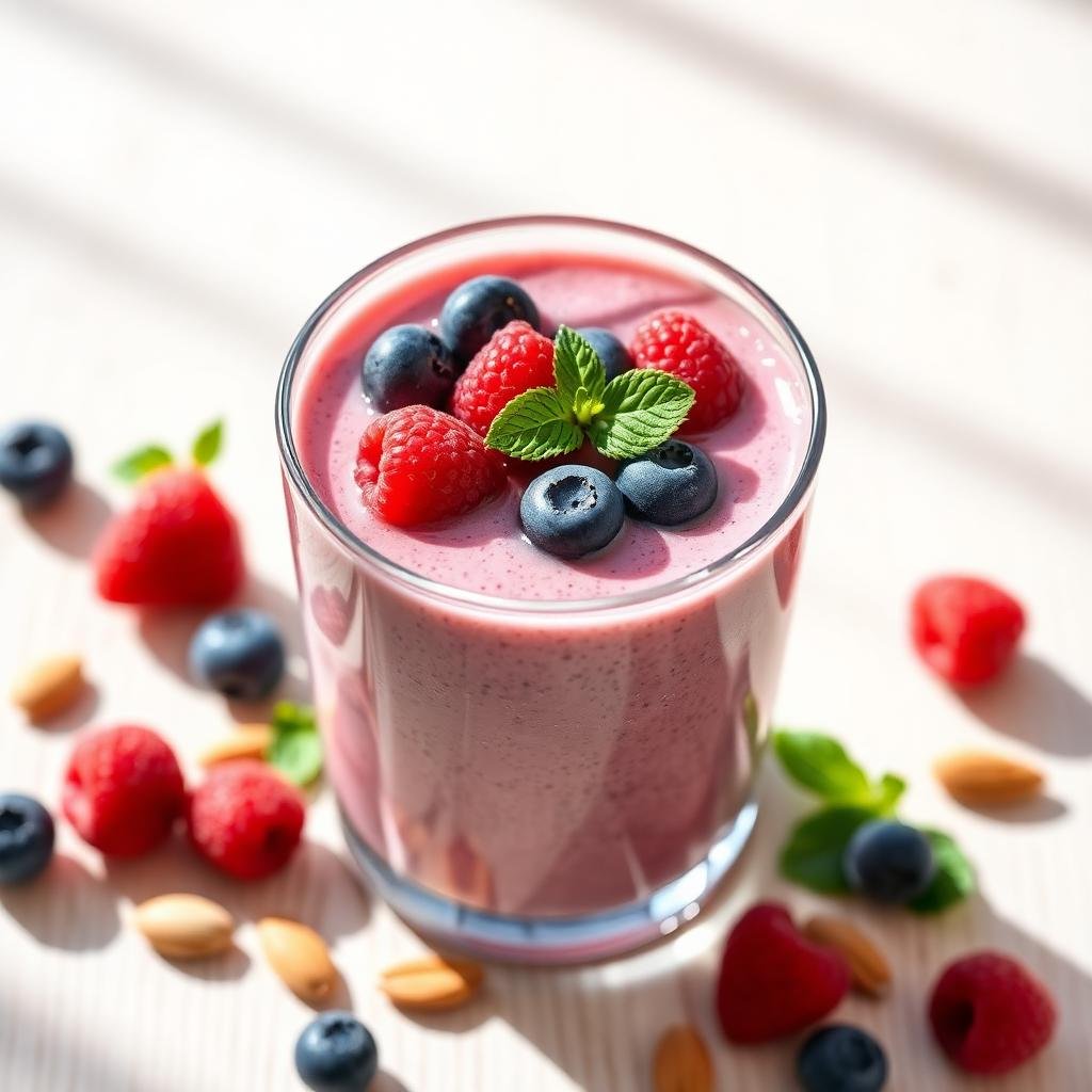 Halal Low Carb Keto Berry Almond Milk Smoothie Recipe
