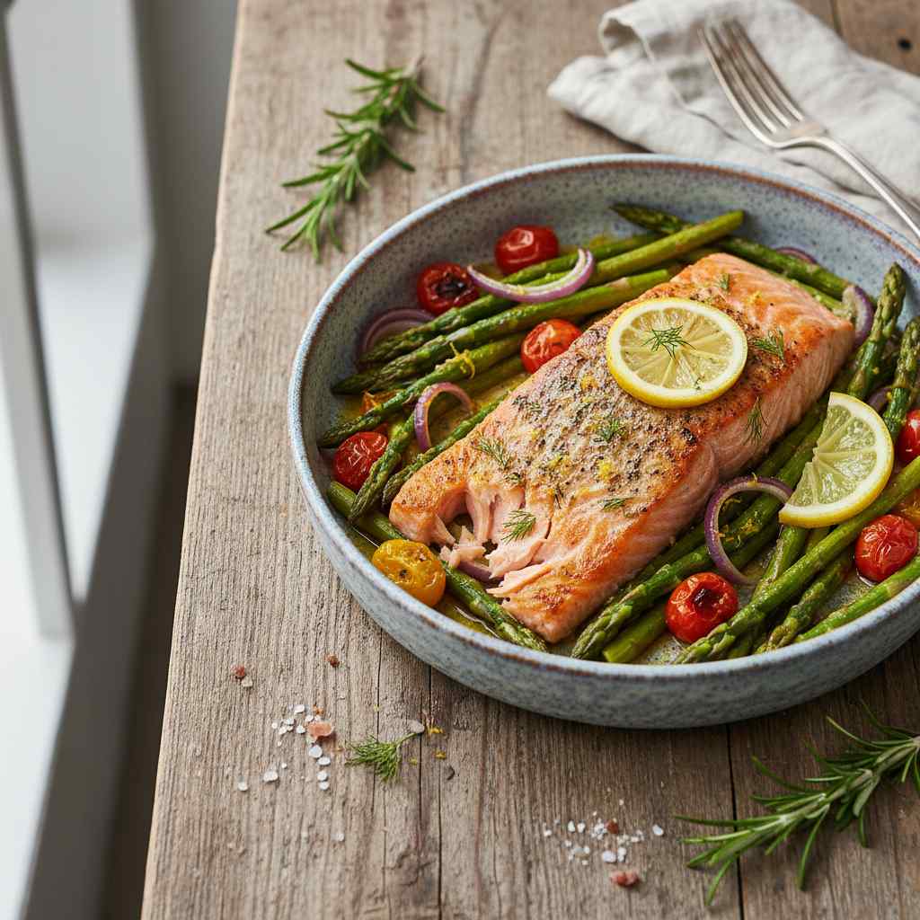 Halal Low Carb Salmon and Asparagus Bake Recipe