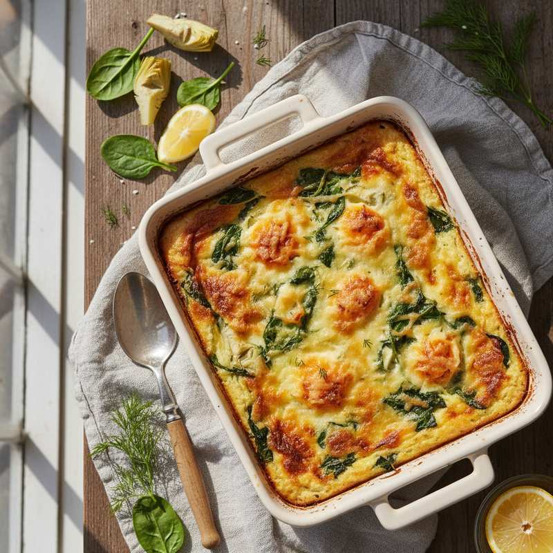 Halal Low Carb Spinach Artichoke Egg Casserole Recipe