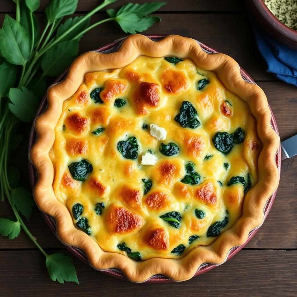 Halal Low Carb Spinach Feta Breakfast Pie Recipe