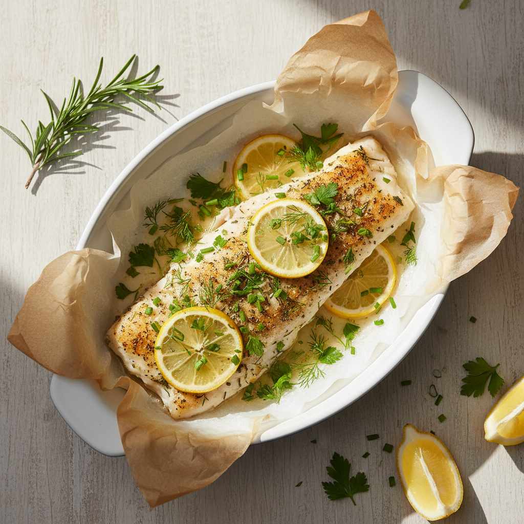 Halal Low Sodium Baked Cod with Herbs Recipe