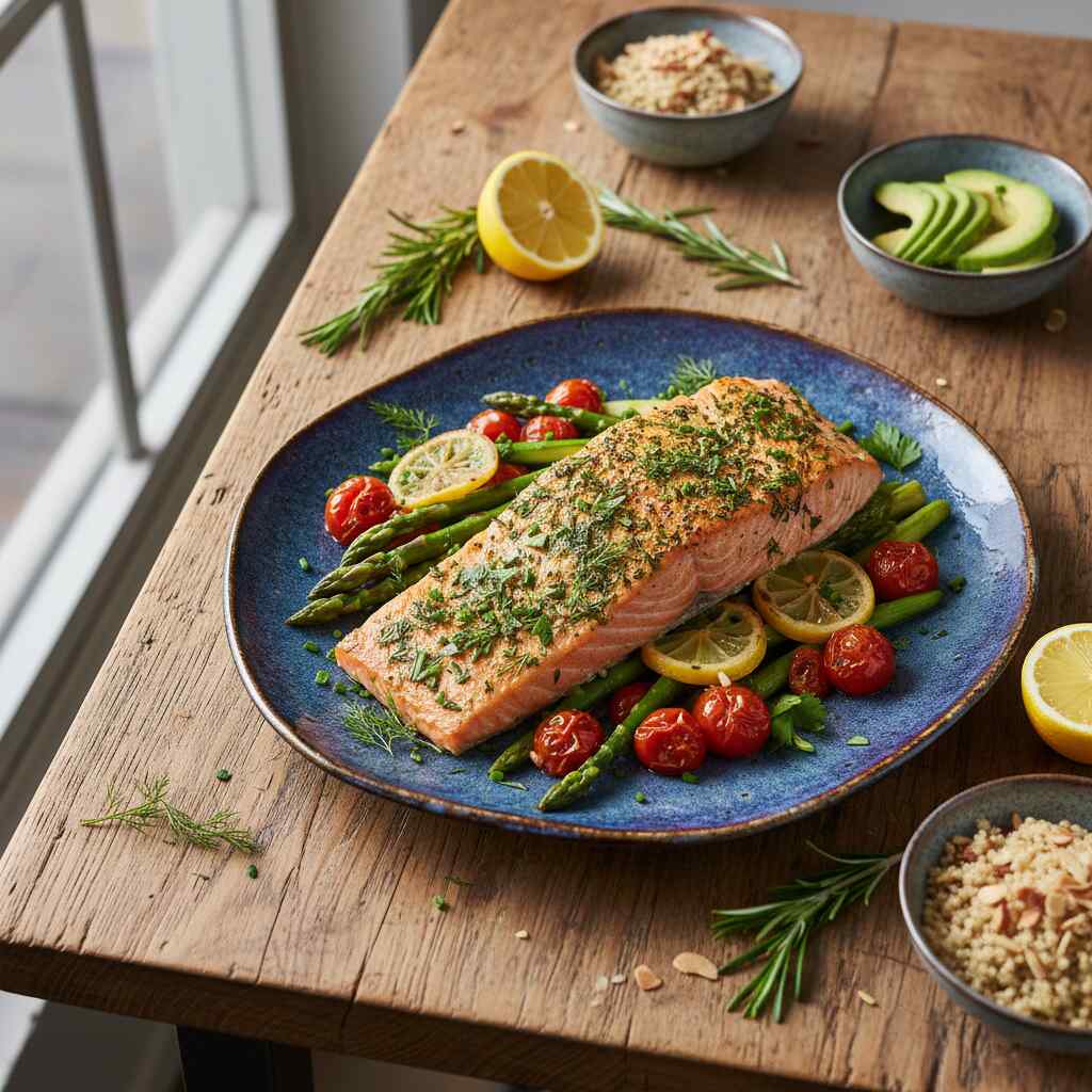 Halal Low Sodium Baked Salmon with Herbs