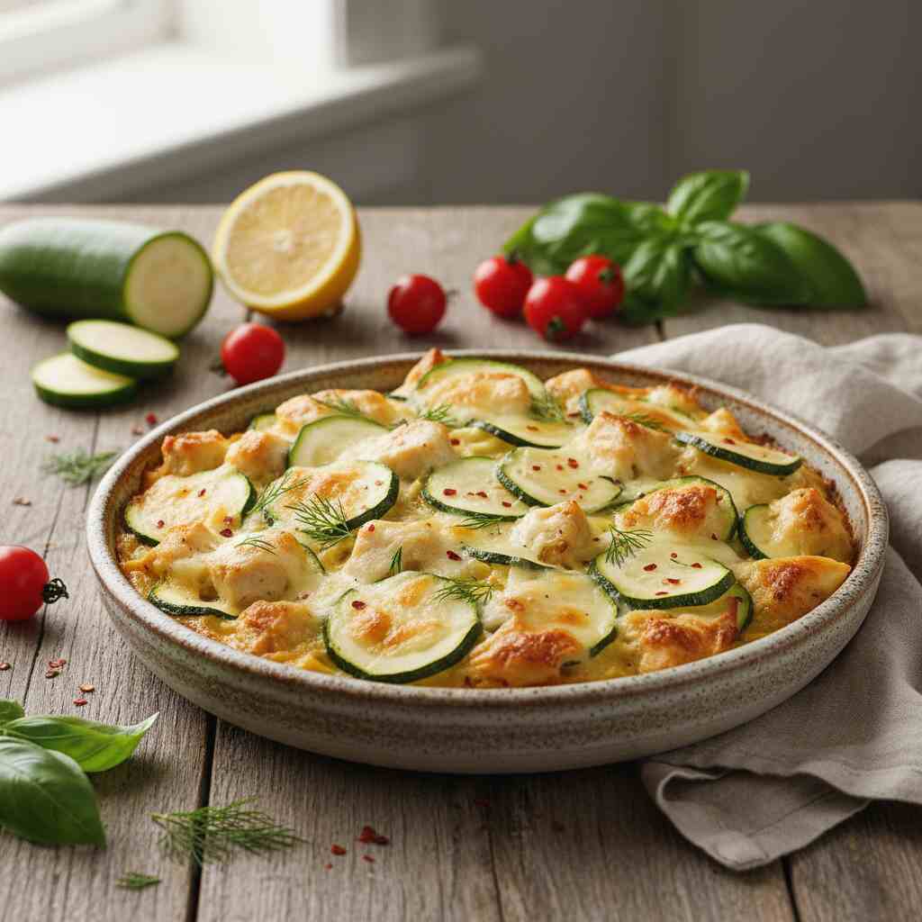 Halal Low Sodium Chicken Zucchini Bake