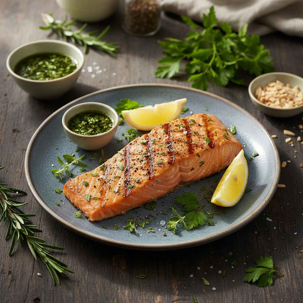 Halal Low Sodium Herb Grilled Salmon