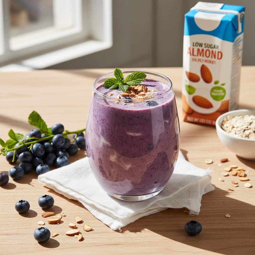 Halal Low Sugar Blueberry Almond Milk Smoothie