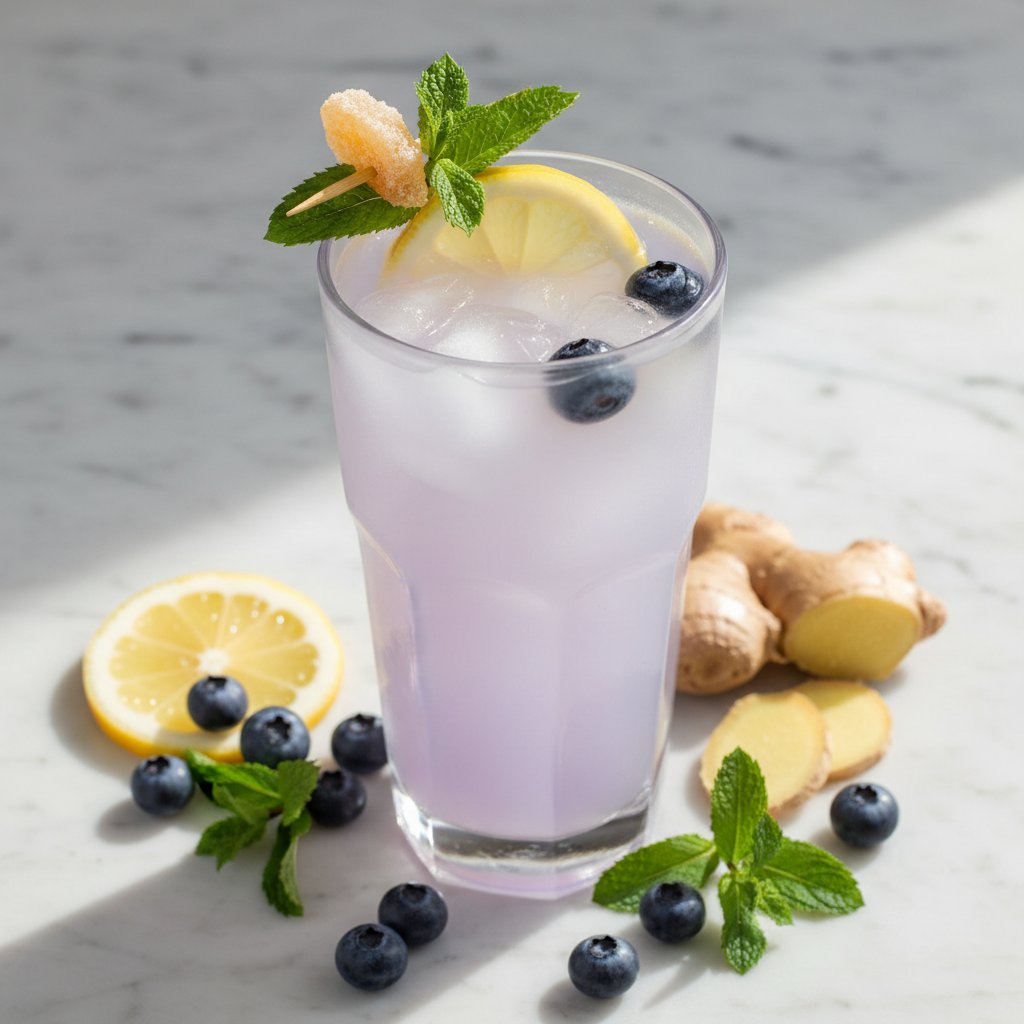 Halal Low Sugar Blueberry Ginger Lemonade Recipe