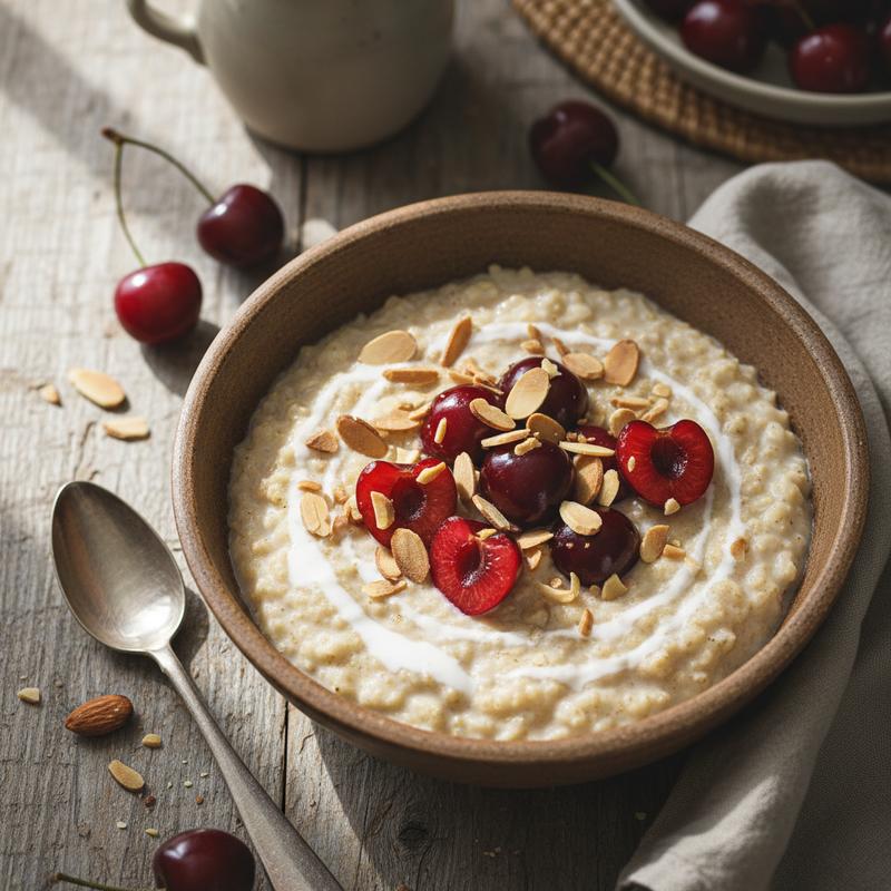 Halal Low Sugar Cherry Almond Breakfast Porridge Recipe