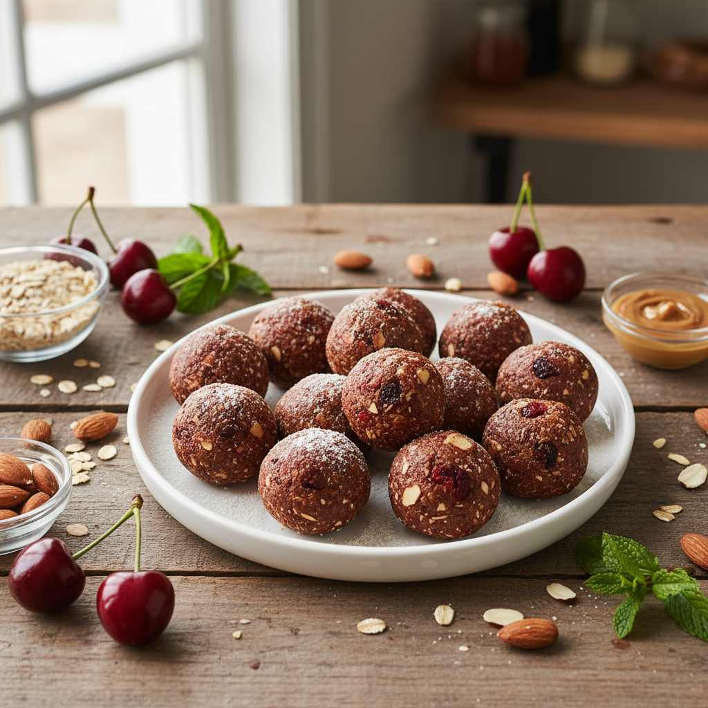 Halal Low Sugar Cherry Almond Energy Balls Recipe