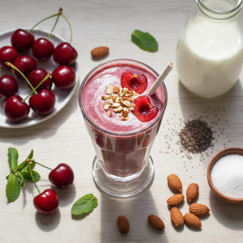 Halal Low Sugar Cherry Almond Milk Smoothie