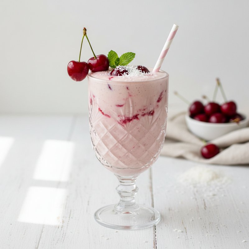 Halal Low Sugar Cherry Coconut Milk Smoothie Recipe