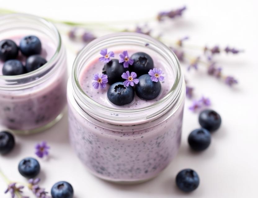 Halal Low Sugar Lavender Blueberry Chia Pudding Recipe