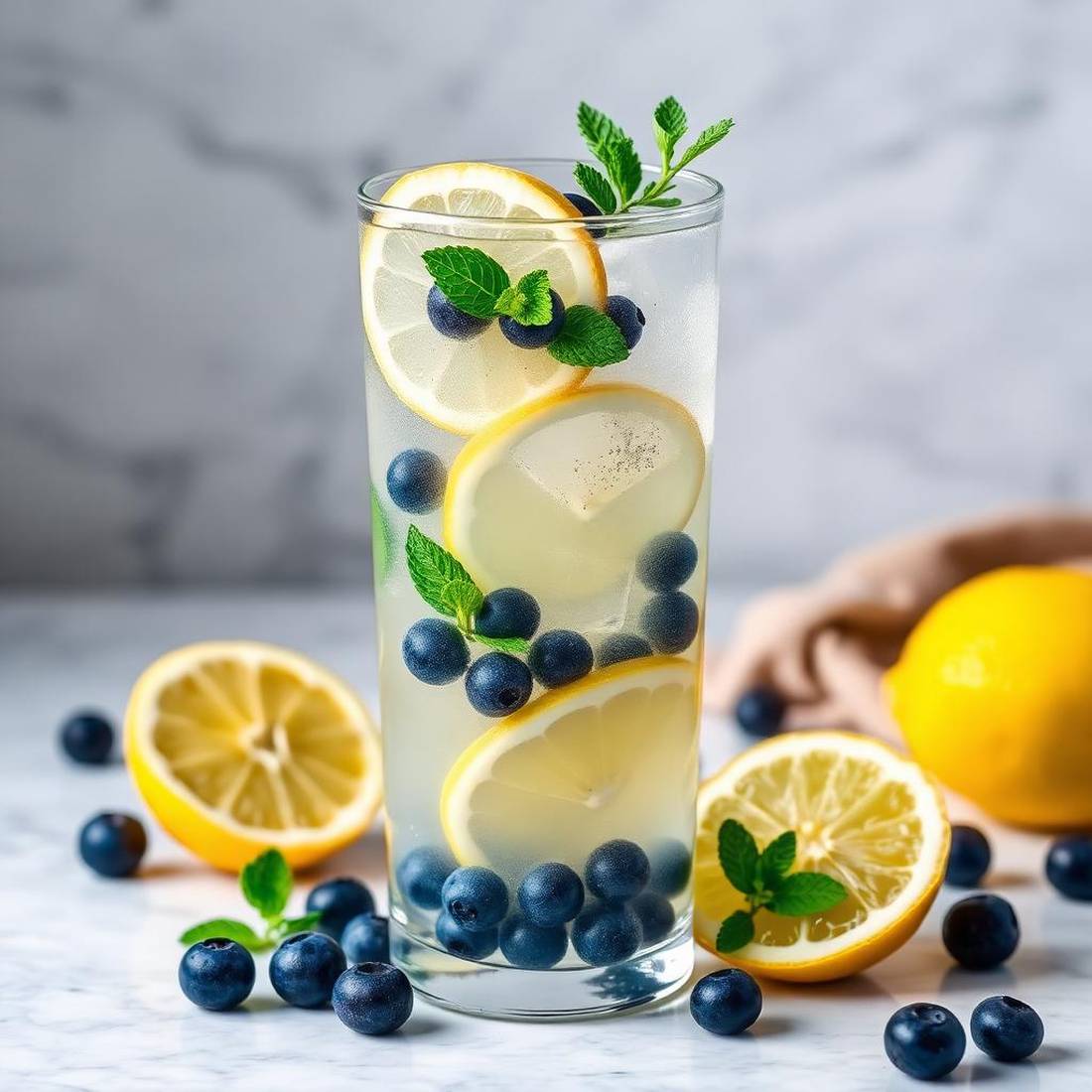 Halal Low Sugar Lemon Blueberry Mocktail Recipe
