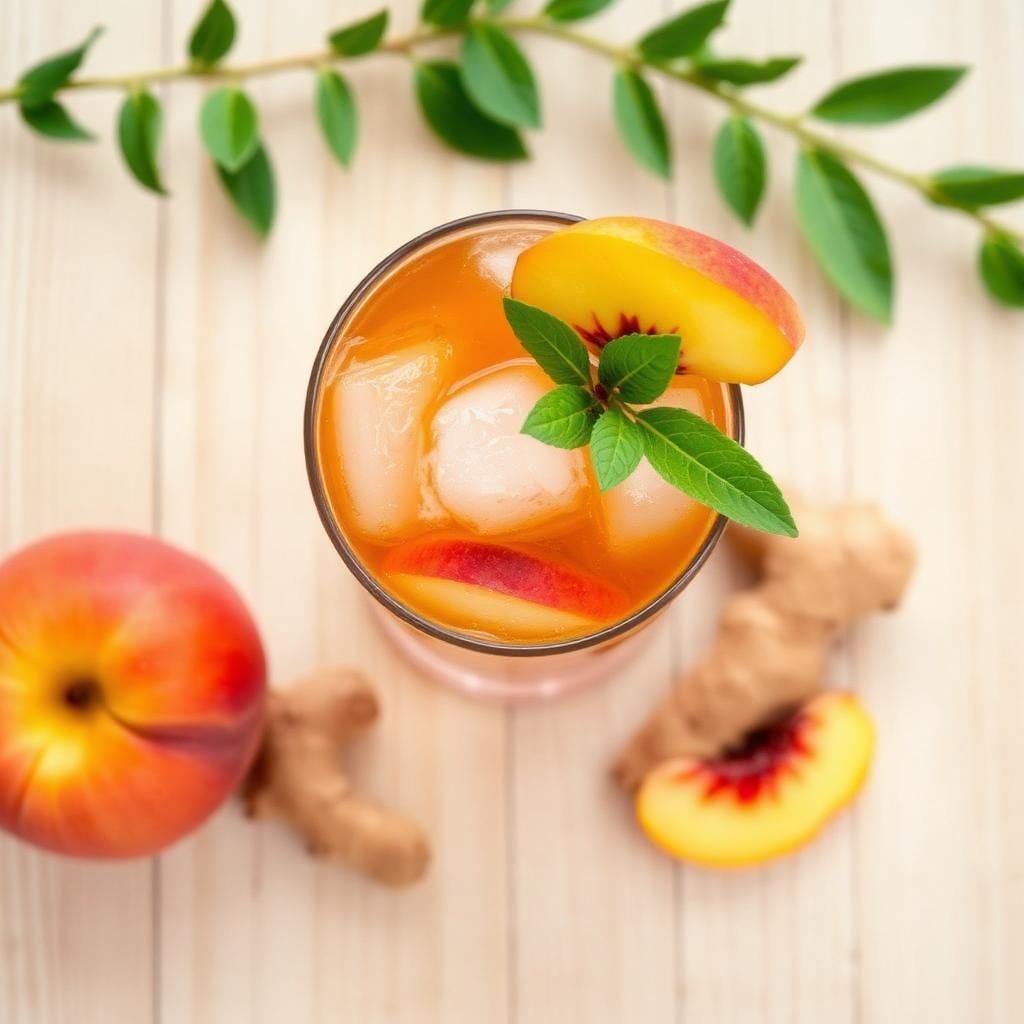 Halal Low Sugar Peach Ginger Iced Tea