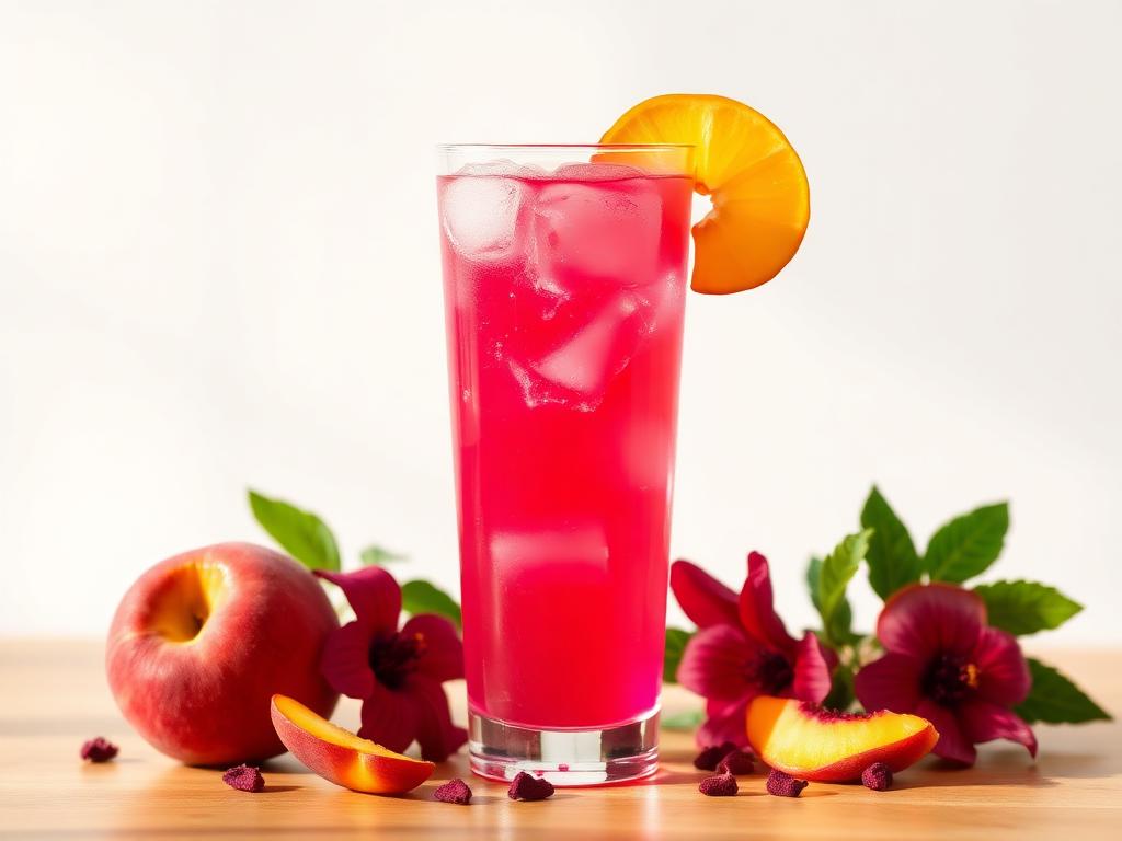 Halal Low Sugar Peach Hibiscus Iced Tea Recipe