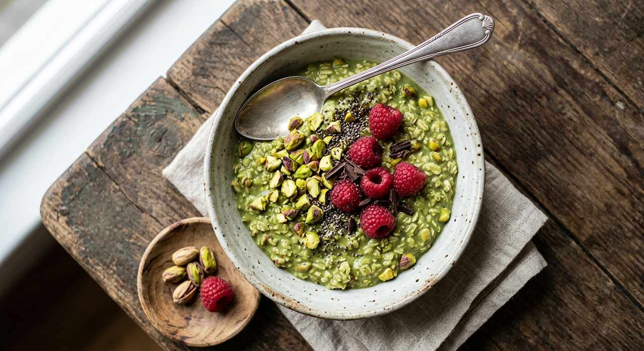 Halal Low Sugar Pistachio Matcha Overnight Oats Recipe