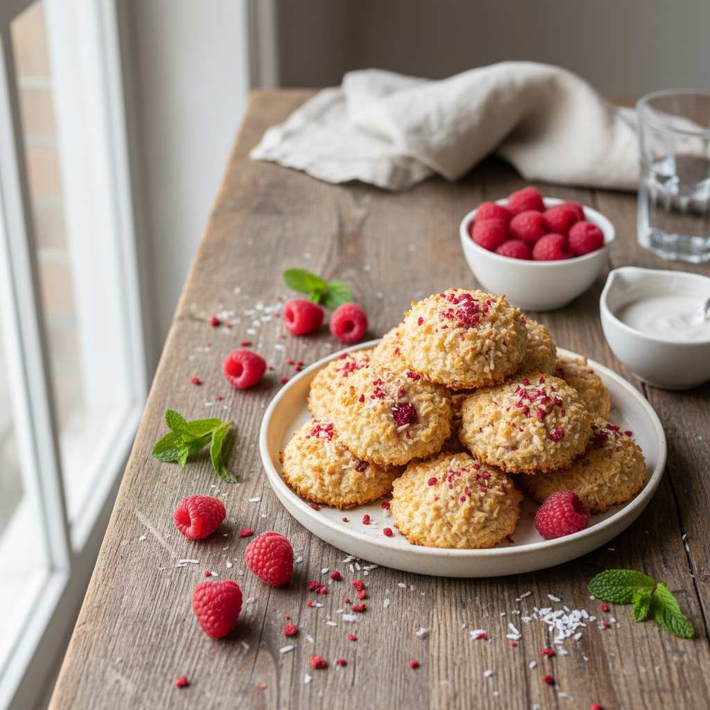 Halal Low Sugar Raspberry Coconut Macaroons Recipe
