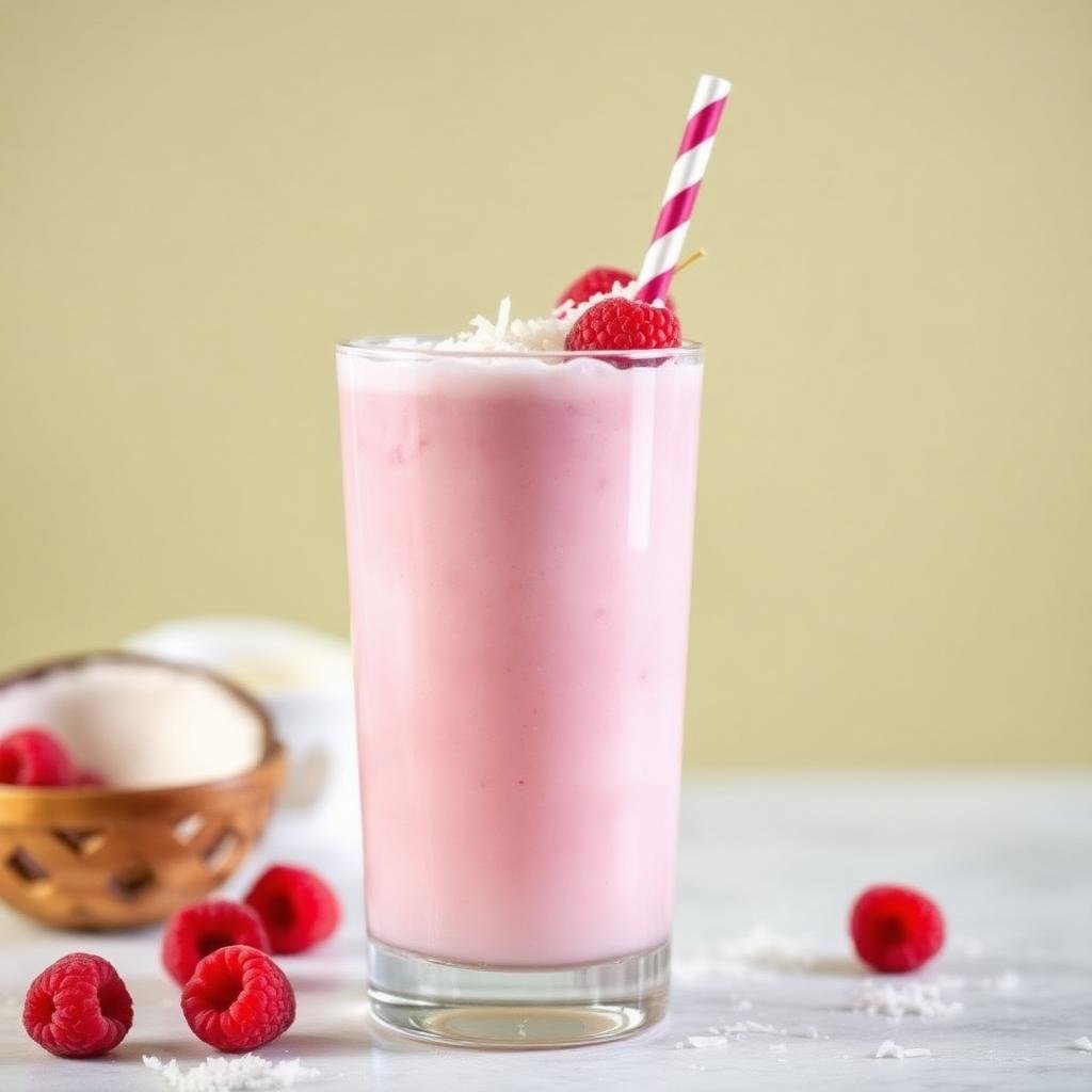 Halal Low Sugar Raspberry Coconut Milk Drink Recipe
