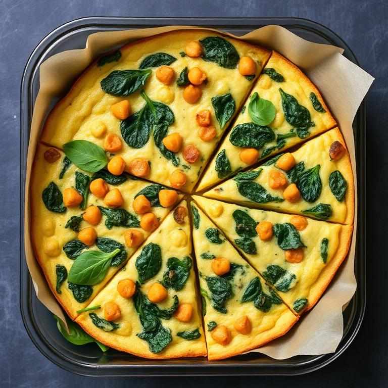 Halal Meal Prep Chickpea Spinach Frittata Slice