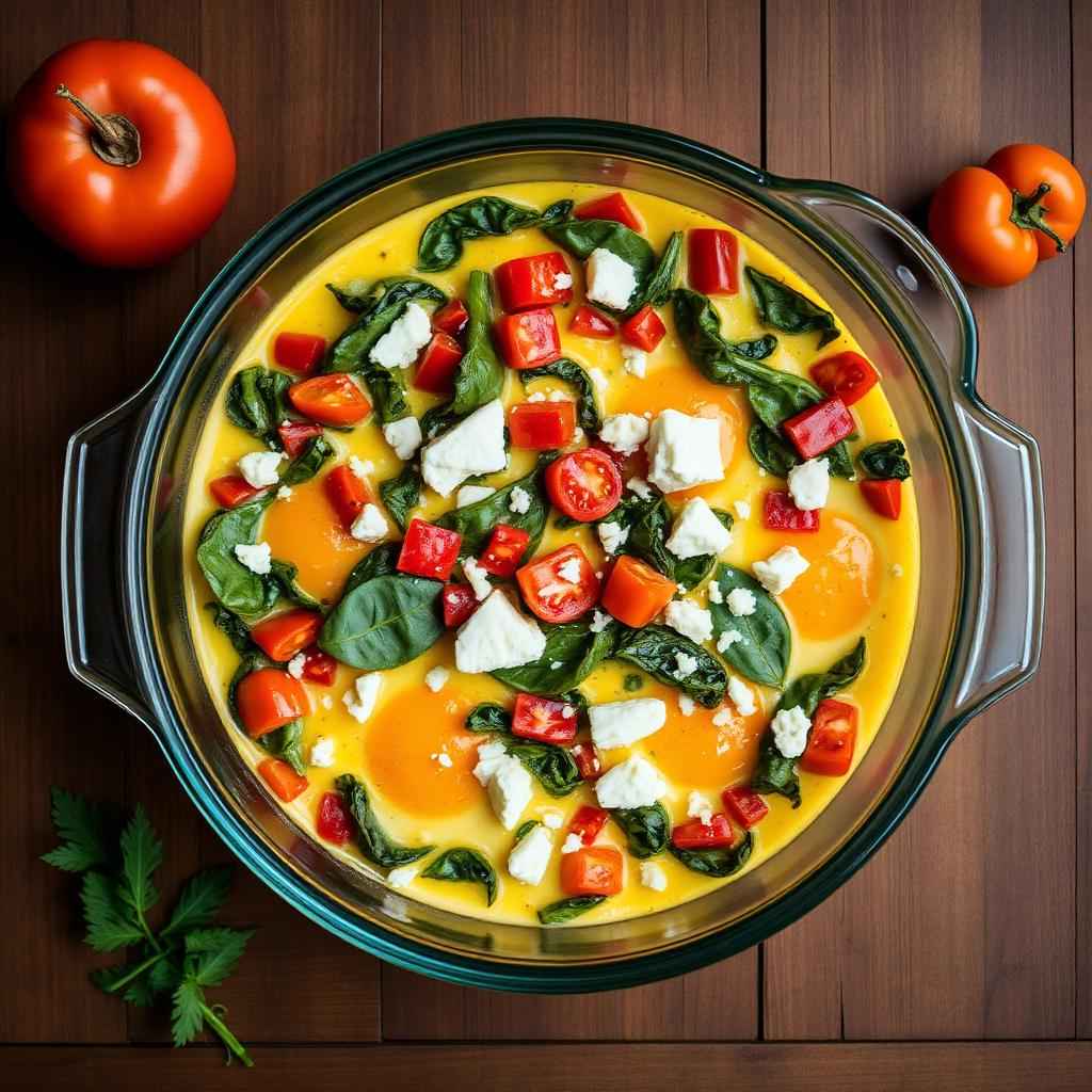 Halal Meal Prep Greek Feta Veggie Egg Bake Recipe