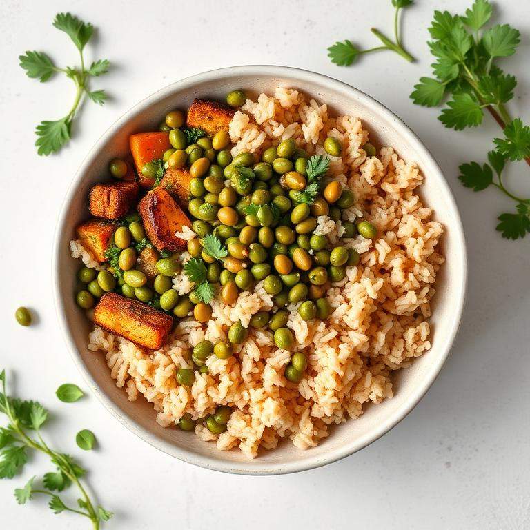 Halal Meal Prep Green Lentil and Brown Rice Bowl