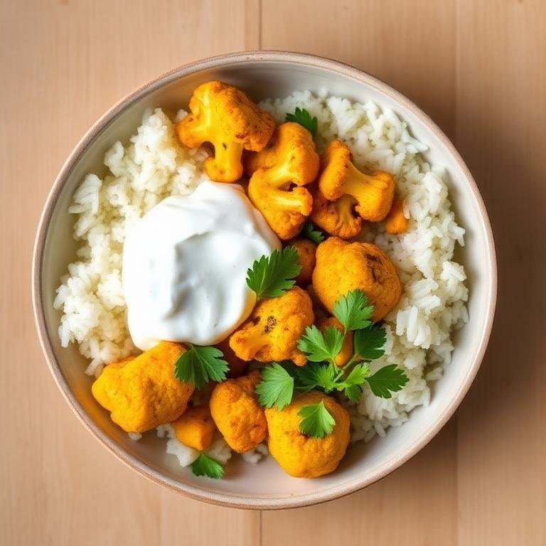 Halal Meal Prep Indian Spiced Roasted Cauliflower Bowl