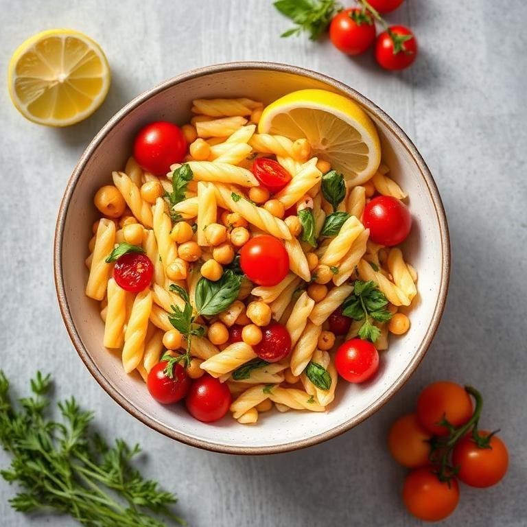 Halal Meal Prep Lemon Herb Chickpea Pasta Salad