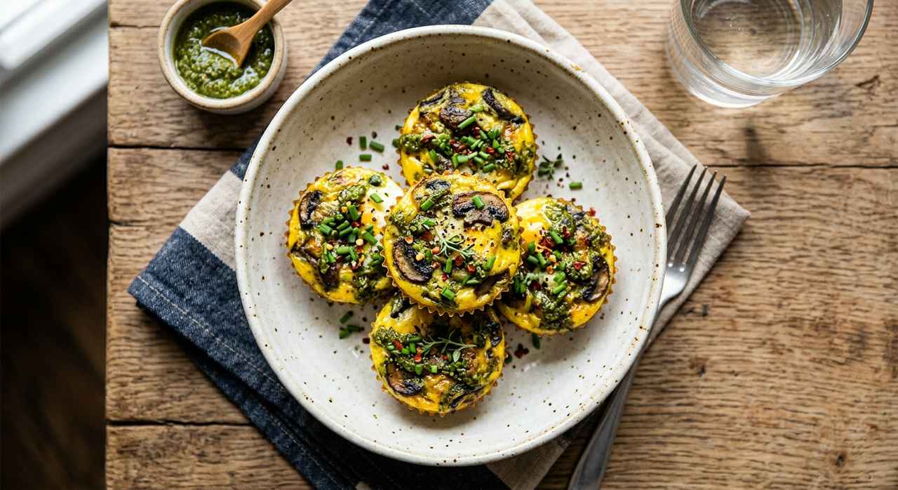 Halal Meal Prep Pesto Mushroom Egg Cups Recipe