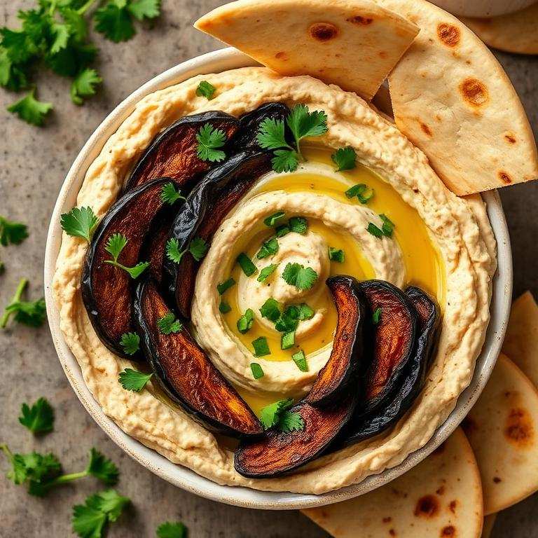 Halal Meal Prep Roasted Eggplant Hummus Bowl