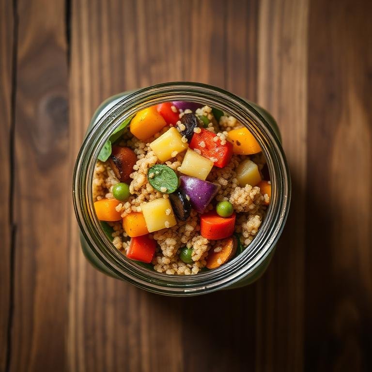 Halal Meal Prep Roasted Veggie and Quinoa Jar Salad
