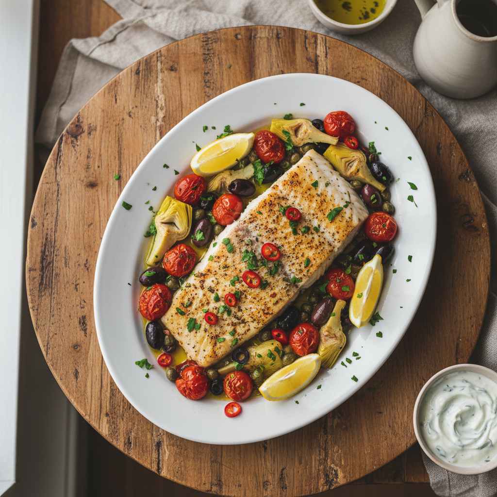 Halal Mediterranean Baked Cod Fillet Recipe