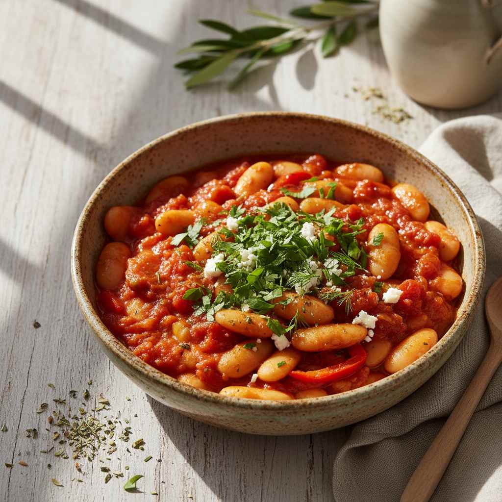Halal Mediterranean Baked Gigantes Beans Recipe Tomato Sauce