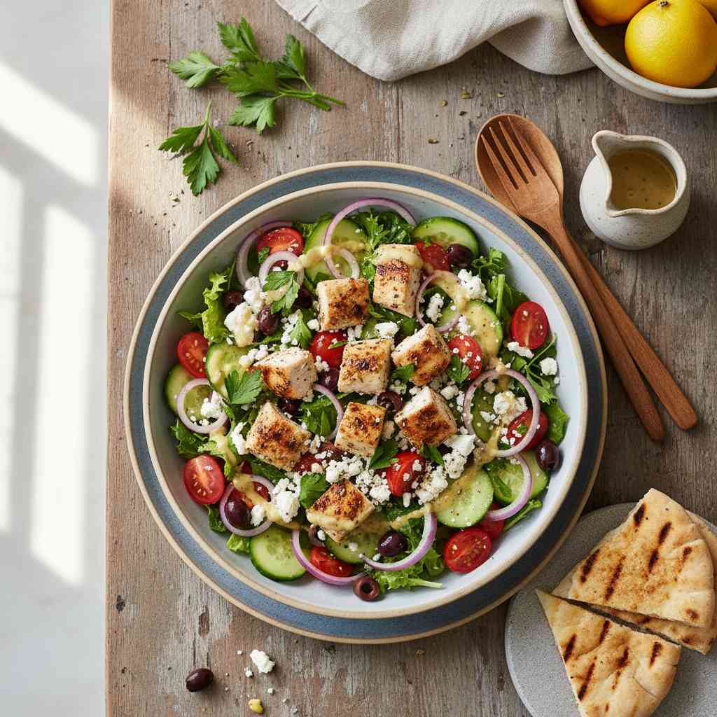 Halal Mediterranean Chicken Salad Bowl