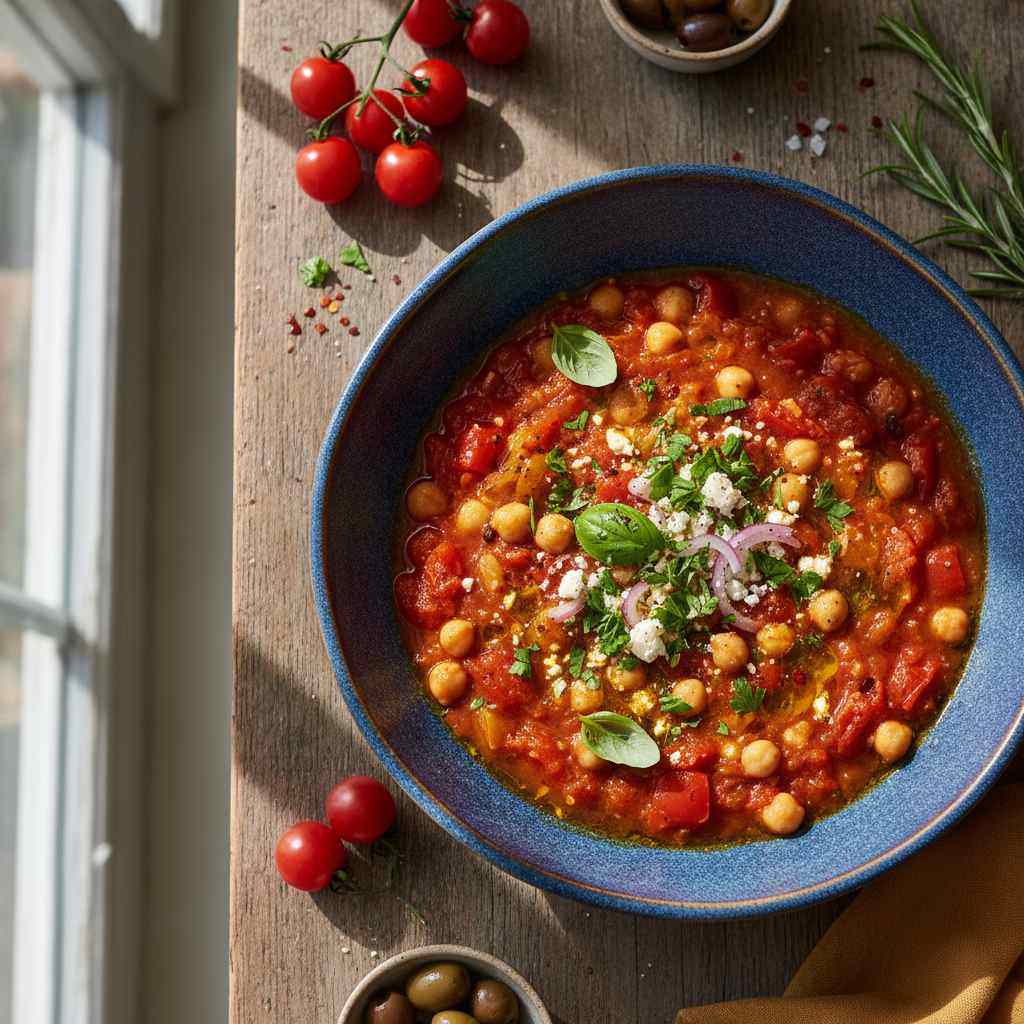 Halal Mediterranean Chickpea and Tomato Braised Stew Recipe