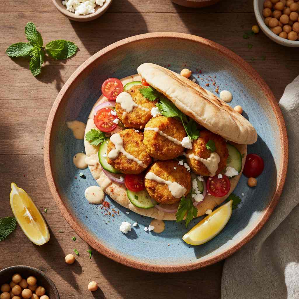 Halal Mediterranean Chickpea Fritter Sandwich Recipe Pita