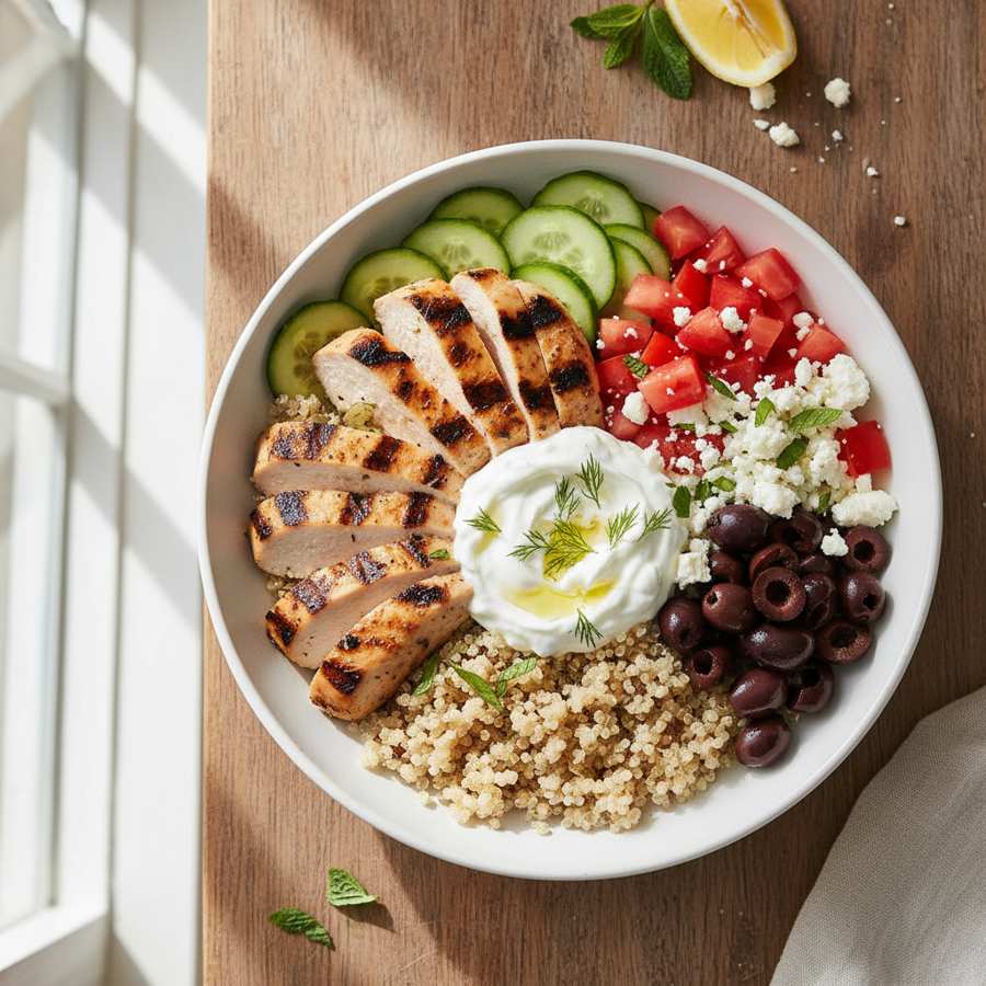 Halal Mediterranean Grilled Chicken Bowl