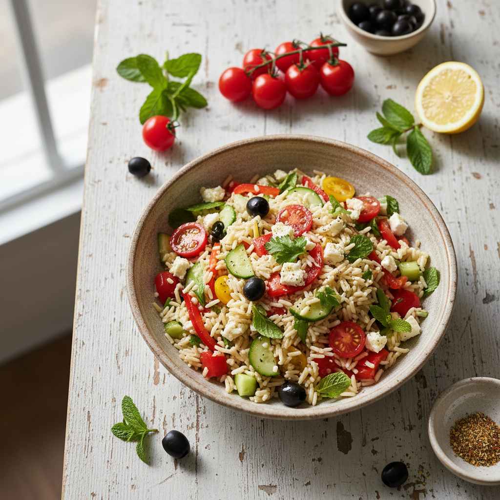 Halal Mediterranean Rice Salad Recipe (Cold)