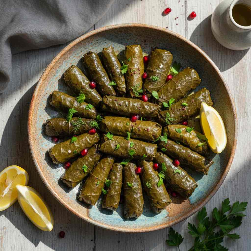 Halal Mediterranean Stuffed Vine Leaves with Rice Recipe Vegan