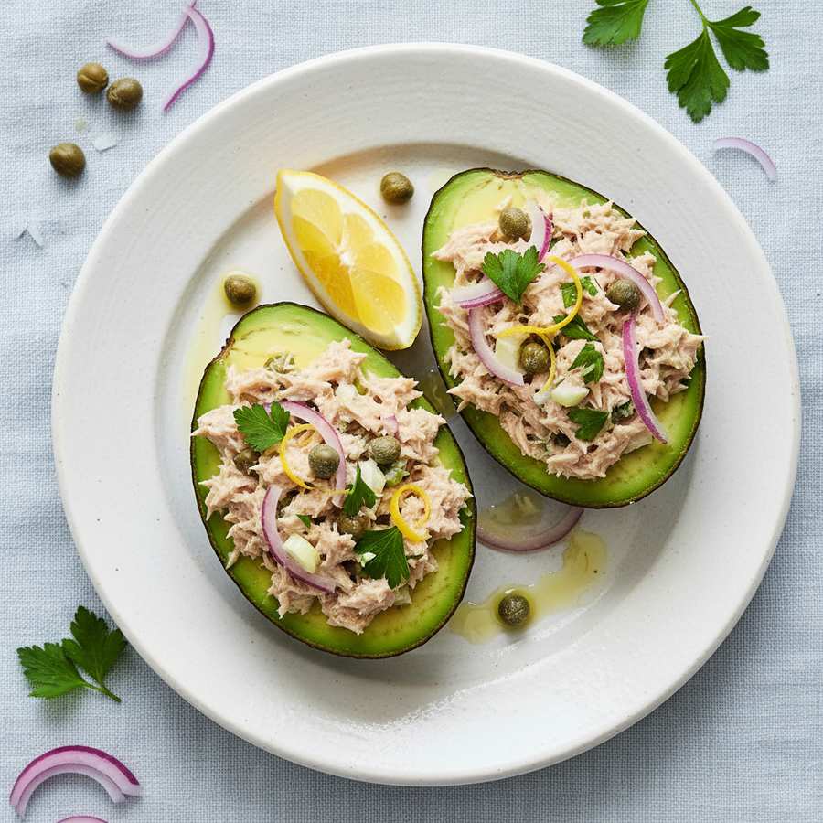 Halal Mediterranean Tuna Stuffed Avocado Recipe