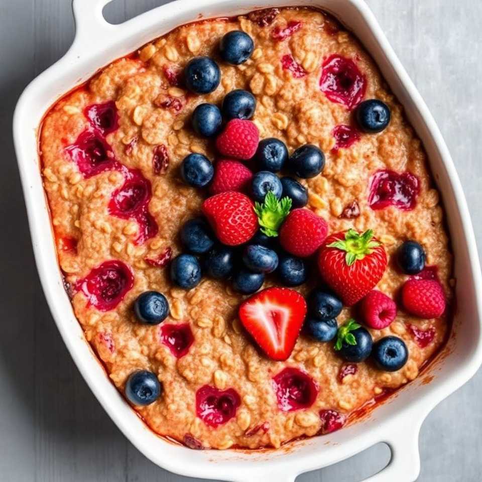 Halal Oven Baked Mixed Berry Oatmeal Bake Recipe
