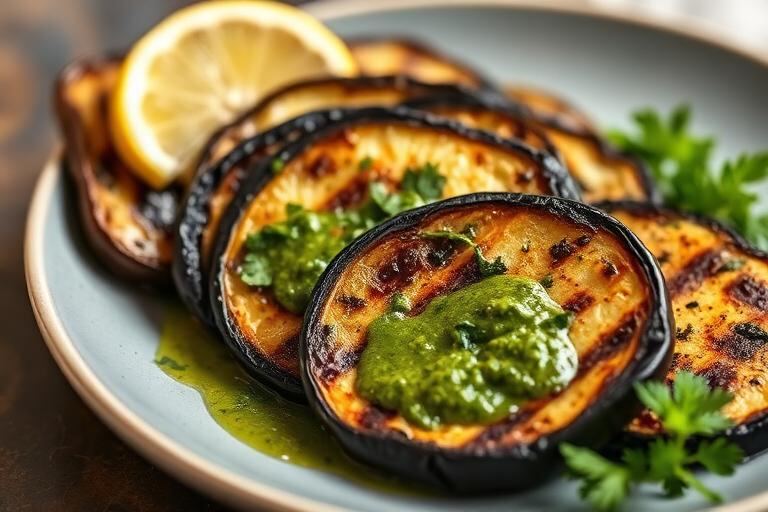 Halal Moroccan Charmoula Roasted Eggplant