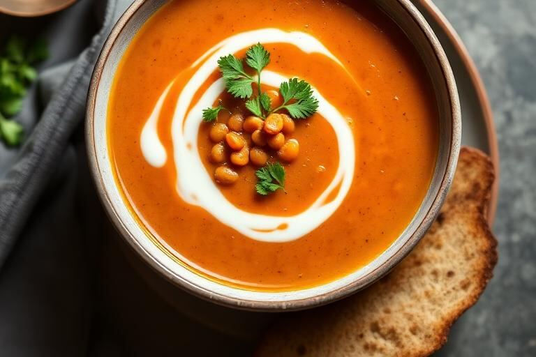 Halal Moroccan Spiced Roasted Carrot and Lentil Soup